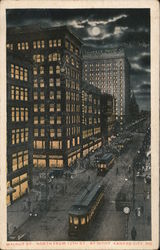 Walnut Street, North from 12th Street by Night Postcard