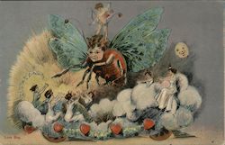 Cupid Riding Love Bug Postcard