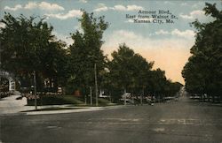 Armour Blvd, East From Walnut St. Postcard