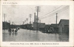 Scene in West Bottoms District - Flood, June, 1908 Postcard