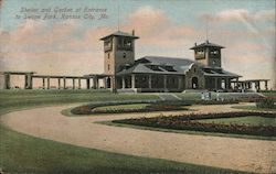 Shelter and Garden at Entrance to Swope Park Kansas City, MO Postcard Postcard Postcard