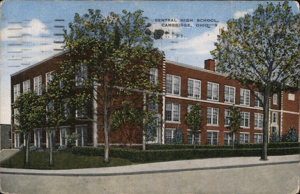 Central High School Cambridge, OH Postcard