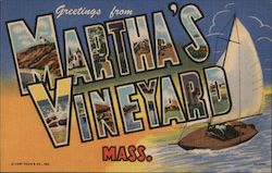 Greetings from Martha's Vineyard Massachusetts Postcard Postcard Postcard