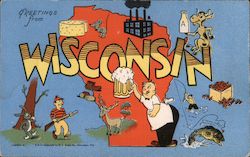 Greetings from Wisconsin Postcard Postcard Postcard