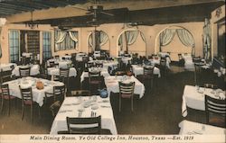 Main Dining Room, Ye Old College Inn Houston, TX Postcard Postcard Postcard