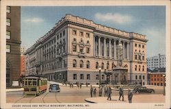 Court House and Battle Monument Baltimore, MD Postcard Postcard Postcard