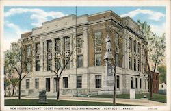 New Bourbon County Court House and Soldiers Monument Fort Scott, KS Postcard Postcard Postcard