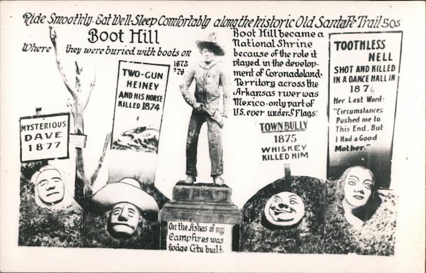 Boot Hill Headstones Dodge City, KS Postcard