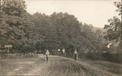 Boys Walking on Dirt Road with Lunch Pails Postcard