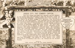 Dodge City, The Cowboy Capital Kansas Historical Marker Postcard Postcard Postcard