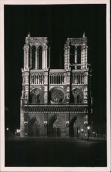 Paris at Night - Notre-Dame Cathedral France Postcard Postcard Postcard