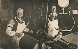 Butchers in Shop, Scale Occupational Postcard Postcard Postcard