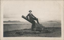 Man on Canon, Chiriqui Fort, Panama Postcard