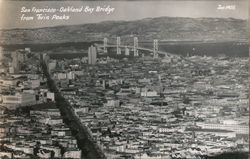 San Francisco - Oakland Bay Bridge from Twin Peaks California Postcard Postcard Postcard