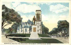 Memorial Square and Soldiers Monument Springfield, MA Postcard Postcard