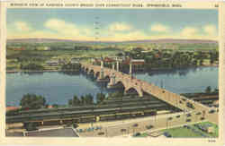 Birdseye View Of Hampden County Bridge Over Connecticut River Postcard