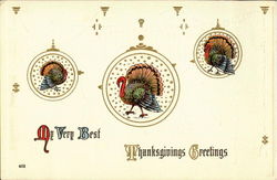 My Very Best Thanksgiving Greetings Turkeys Postcard Postcard