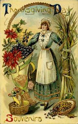 Thanksgiving Day Women Postcard Postcard