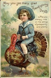 May You See Many Glad Thanksgiving Days Children Postcard Postcard