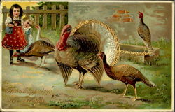 Thanksgiving Greetings Children Postcard Postcard