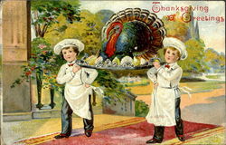 Thanksgiving Greetings Turkeys Postcard Postcard