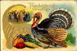 Thanksgiving Greetings Turkeys Postcard Postcard