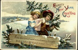 Hearty New Year Greeting Postcard