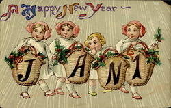 A Happy New Year Jan. 1 Postcard