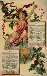 1911 Happy New Year Postcard