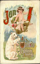 Jan 1 I Wish You Good Luck Postcard