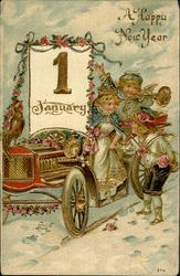 A Happy New Year January 1 Postcard