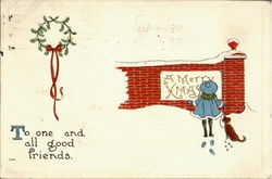 A Merry Xmas Children Postcard Postcard