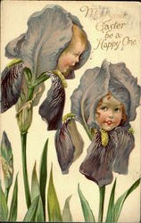 May Your Easter Be A Happy One Flower Girl Postcard