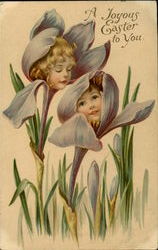 A Joyous Easter To You Flower children Postcard