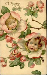 A Happy Easter Flower Children Postcard