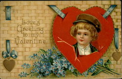 Love's Greeting To My Valentine Children Postcard Postcard