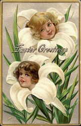 Easter Greetings Flower girls Postcard Postcard