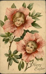 A Happy Easter Flower Girls Postcard