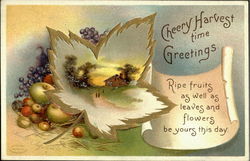 Cheery Harvest Time Greetings Postcard Postcard