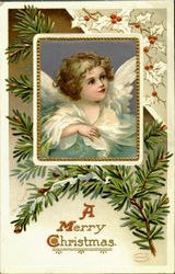 A Merry Christmas Angels Postcard Postcard