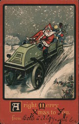 Santa in Car: A right Merry Xmas to You Postcard