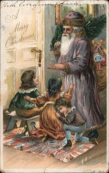 Father Christmas Blessing Children: A Merry Christmas Postcard