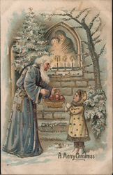 Christmas Santa Girl A Merry Christmas Santa Claus Postcard Postcard Postcard