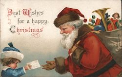 Best Wishes for a happy Christmas- child giving Santa a letter Madonna & Child Ellen Clapsaddle Postcard Postcard Postcard