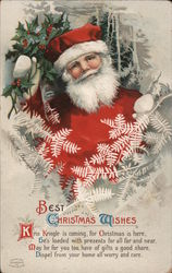 Best Christmas Wishes - Santa and Holly Postcard