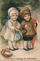 Hearty Greetings for Christmas - children dressed in fancy Christmas clothing Ellen Clapsaddle Postcard Postcard Postcard