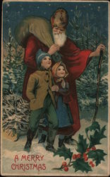 A Merry Christmas Santa Children Postcard