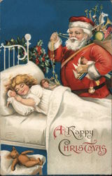 Girl Dolls Santa Claus Toys A Happy Christmas Ellen Clapsaddle Postcard Postcard Postcard