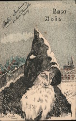 Bon Noel - drawn picture of Santa Claus Postcard Postcard Postcard