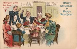 Christmas Comes But Once A Year - toasting family around dinner table Postcard Postcard Postcard